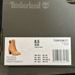 3.5in heel WITH internal lift. Timberland Tilston, 6 inch boot wheat newbuck